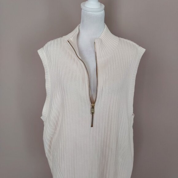 Talbots Ribbed Half-Zip Cream Sweater Vest Size 2X NWOT - Picture 10 of 10